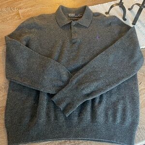 Polo collared 100% wool sweater